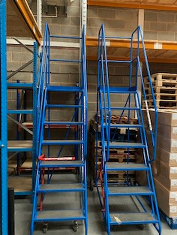 Secondhand 2x Mobile Metal Ladders