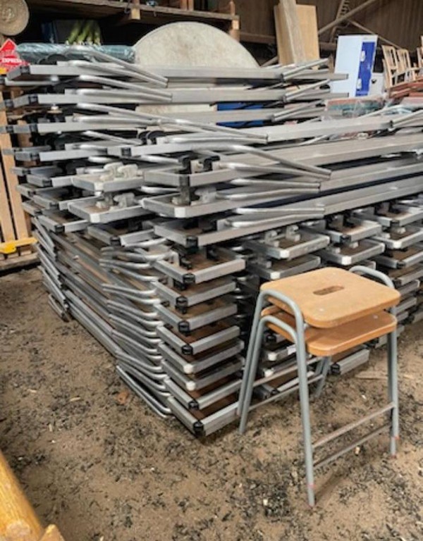 A stack of folding benches