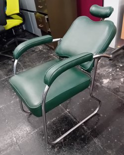 Green Leather 1950s Medical Chair