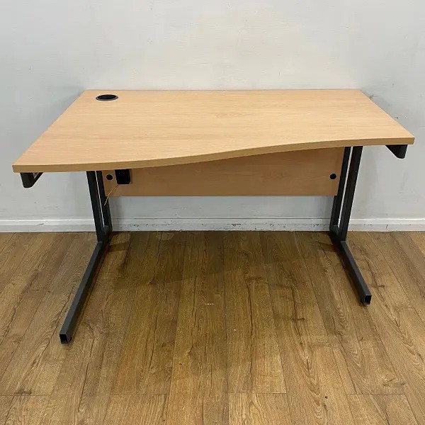 84x Beech Slimline 1200mm Wave Desk & Pedestal