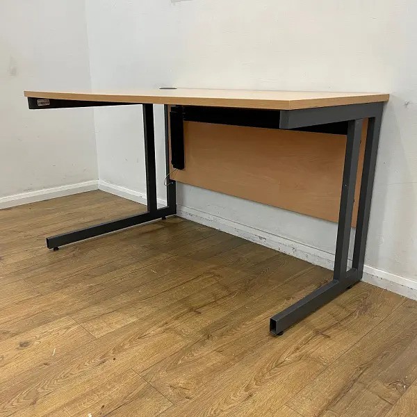 Secondhand 84x Beech Slimline 1200mm Wave Desk & Pedestal