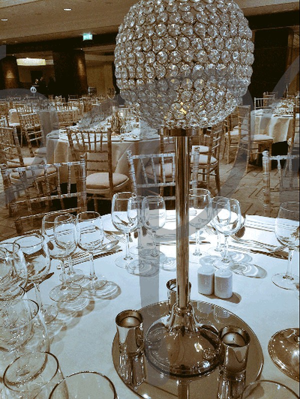 Used Crystal Globe Tall Table Decoration for sale