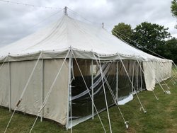 Secondhand 40ft x 60ft (120ft) Traditional Pole PVC Marquee With Lining For Sale