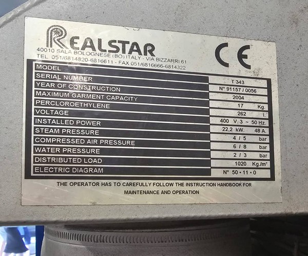 Realstar T343 dry cleaning machine