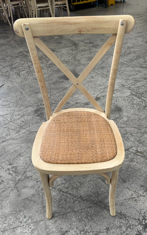 291x Limewash Crossback Chair With Rattan Seatpad For Sale 291x Limewash Crossback Chair With Rattan Seatpad For Sale
