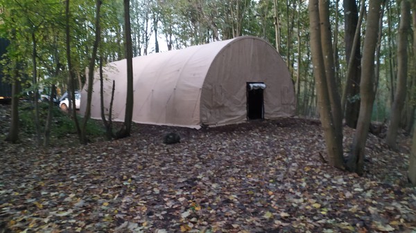 Secondhand Army Tent 45 x 26 x 15ft Military Shelter MOD Surplus Marquee Workshop Alaska Shelters For Sale