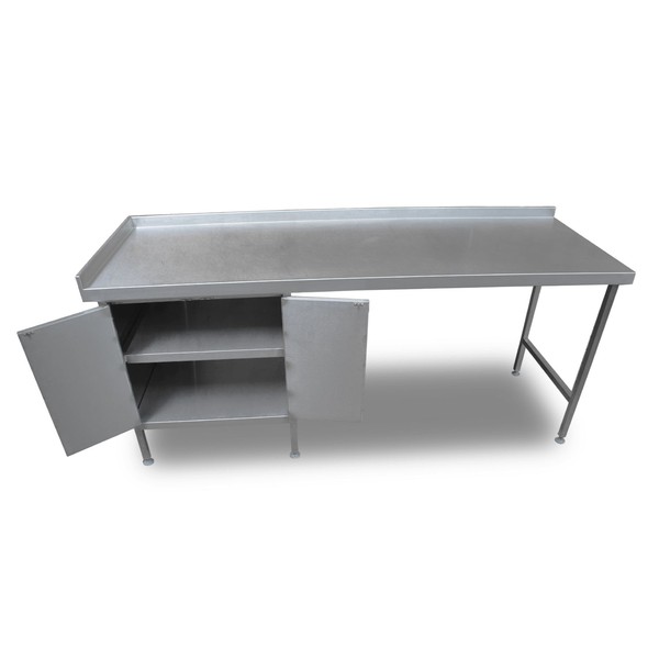 2.16m Commercial Stainless Steel Table With Storage Cupboard