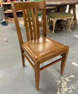 Dark wood upholstered seat dining chairs