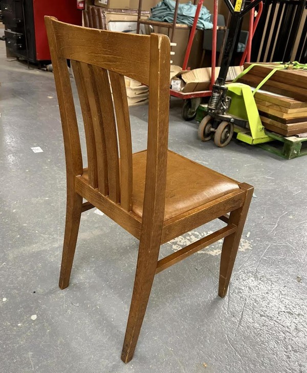 Dark wooden upholstered seat dining chairs