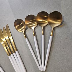 White and Gold Wedding Cutlery