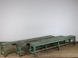 Secondhand Used Very Large 255cm Vintage Wooden Benches For Sale