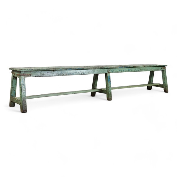 Used Very Large 255cm Vintage Wooden Benches For Sale