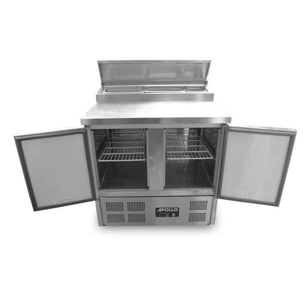 Apollo 2 Door Prep Fridge with Saladette For Sale