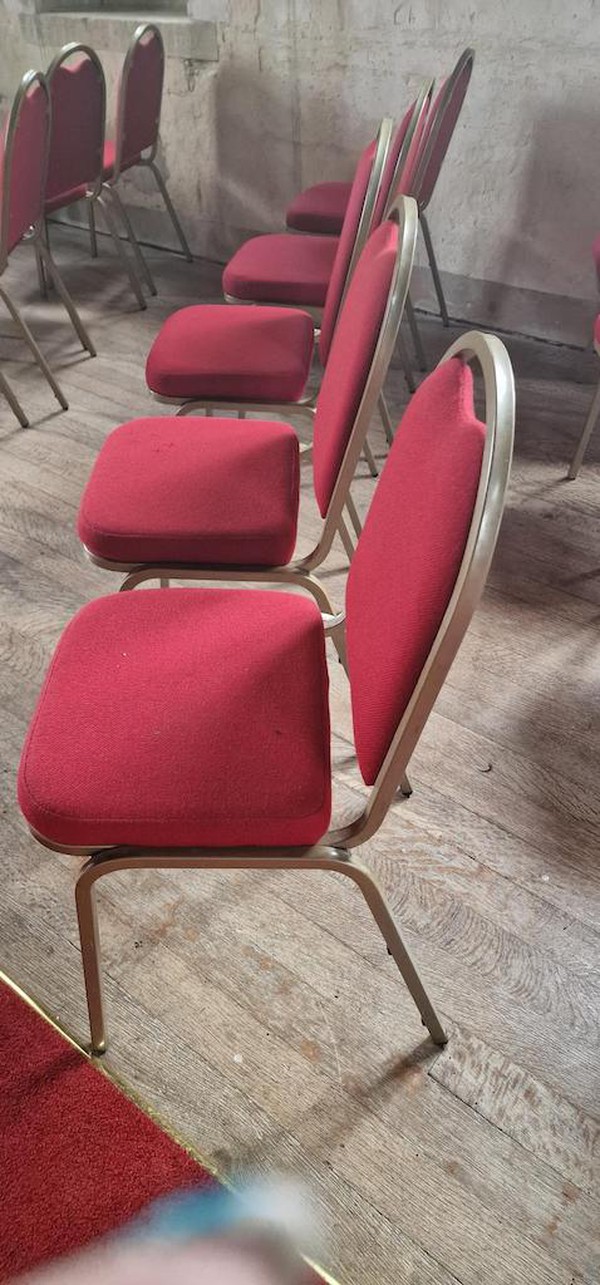 Metal Framed Red Banqueting Chairs