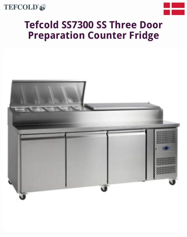 Secondhand Tefcold SS7300 SS Three Door Prep Fridge For Sale