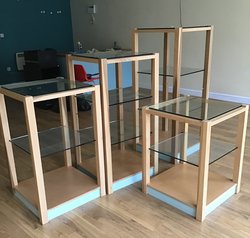 Square Glass and Wood Display Units