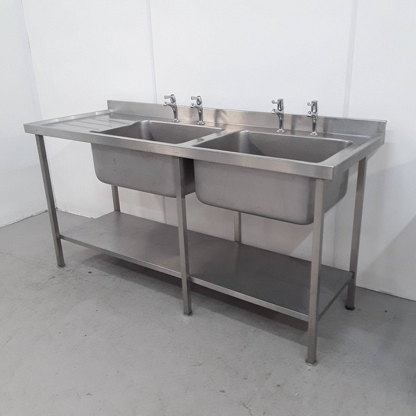 Deep stainless steel double sink