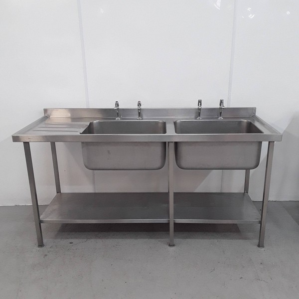 Deep stainless steel double sink for sale