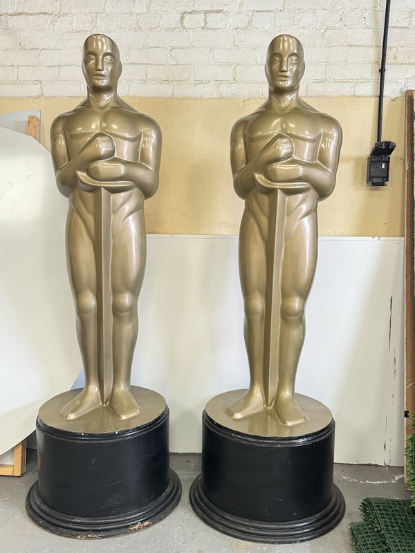 Pair of Oscar Gold Academy Award Statues are life size replicas