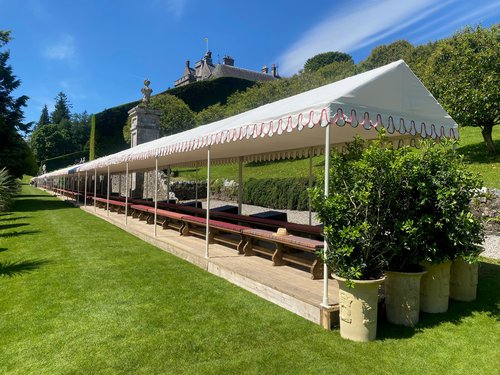Long marquee for dining Long marquee for dining