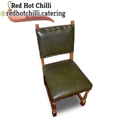 Secondhand 12x Solid Green Leather Dining Chairs For Sale