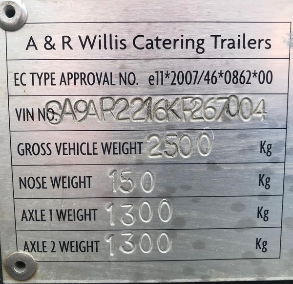 A & R Willis Catering trailer for sale