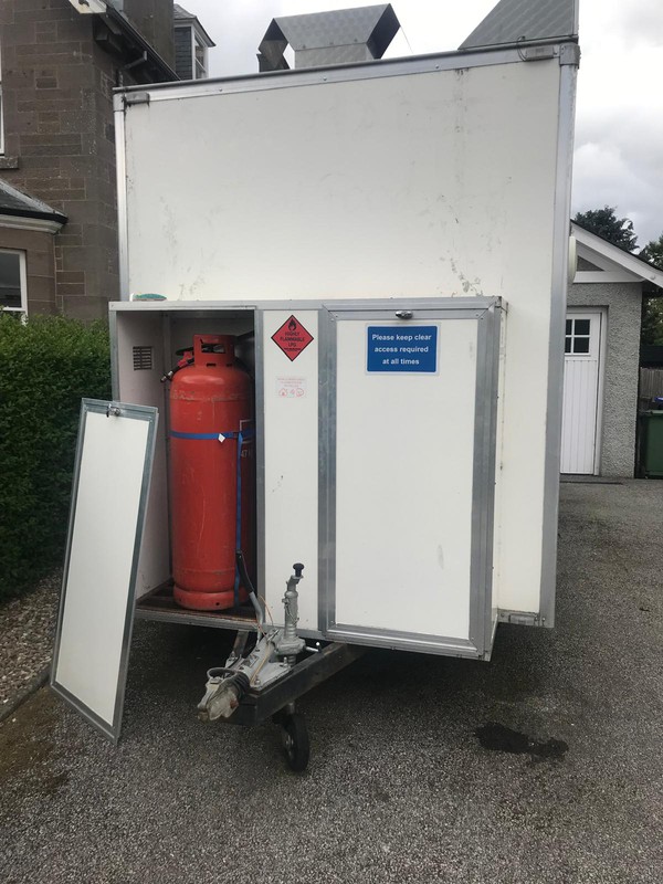 Catering trailer gas bottle storage