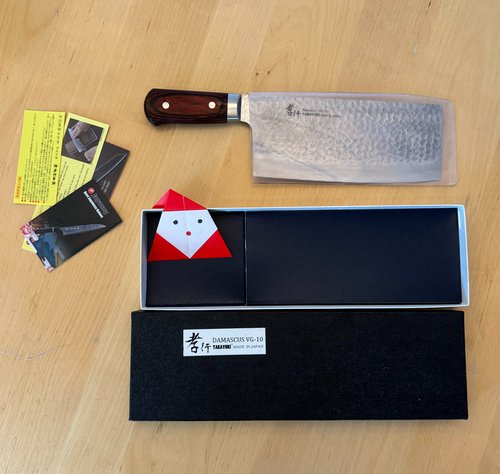 Secondhand Used Sakai Takayuki VG10 Cleaver Kitchen Knife 195mm For Sale Secondhand Used Sakai Takayuki VG10 Cleaver Kitchen Knife 195mm For Sale