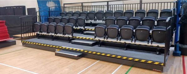 Secondhand Hussey Seatway 32 Person Foldaway Tier Seating For Sale