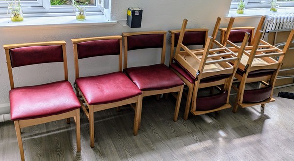 Secondhand 69x Linking Wooden Framed Church Chairs