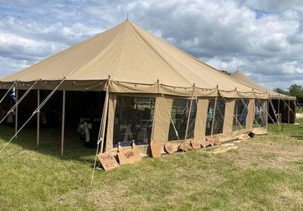 9m x 9m Sand Canvas Traditional Marquee For Sale