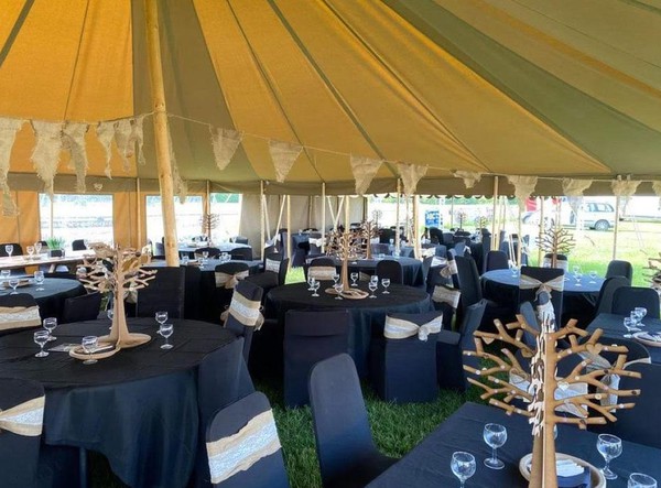 Used 9m x 9m Sand Canvas Traditional Marquee