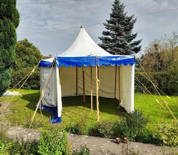 Secondhand 4m Diameter Blue/White Marquee With Canopy For Sale