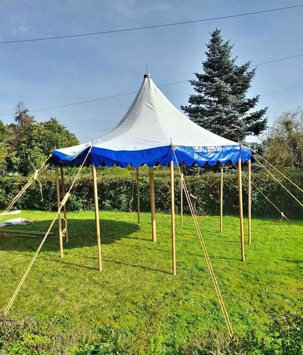 Used 4m Diameter Blue/White Marquee With Canopy