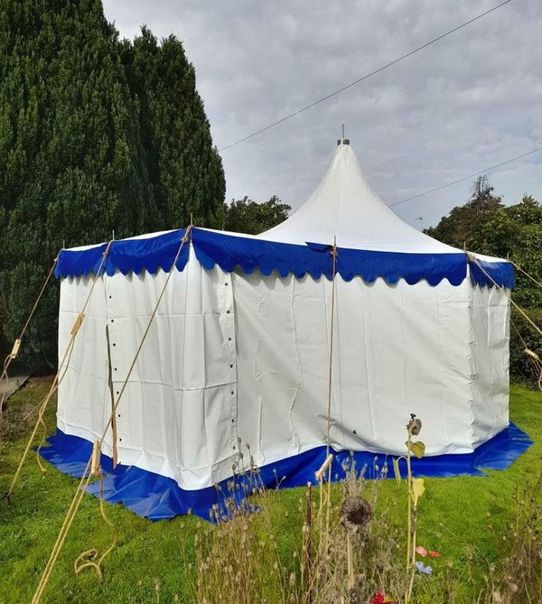 Used 4m Diameter Blue/White Marquee With Canopy For Sale