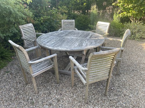 Teak 150cm Round Garden Table And 6 Chairs Teak 150cm Round Garden Table And 6 Chairs