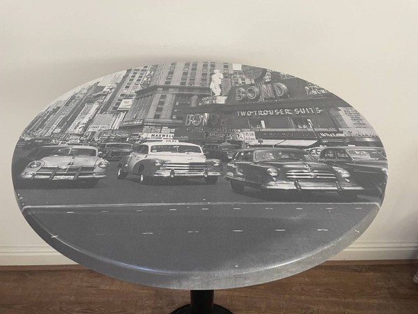 Table with new york street cars