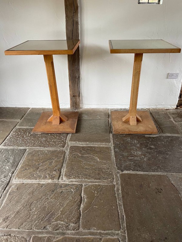 Pair of oak poseur tables