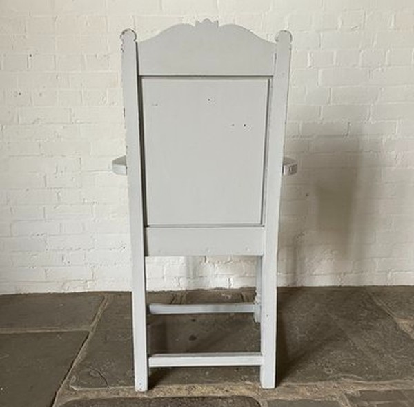 Secondhand Oak Carver Chair Painted In Light Grey