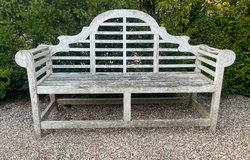 Secondhand Lutyens Style Wooden Garden Bench For Sale