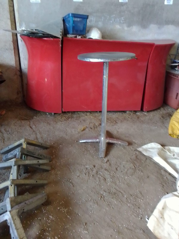 Brushed aluminium poseur tables for sale