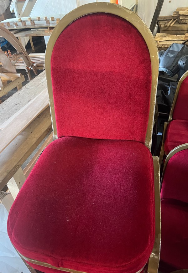 34x Red Banqueting Chairs Gold Frame For Sale