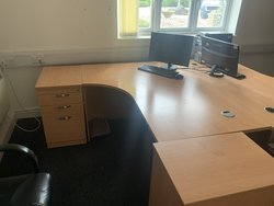 Secondhand Office Desk and 1 Set of Drawers Monitor Keyboard and Mouse For Sale