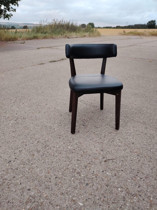 Secondhand Restaurant Chairs in Various Faux Leather Dark Wood Legs For Sale