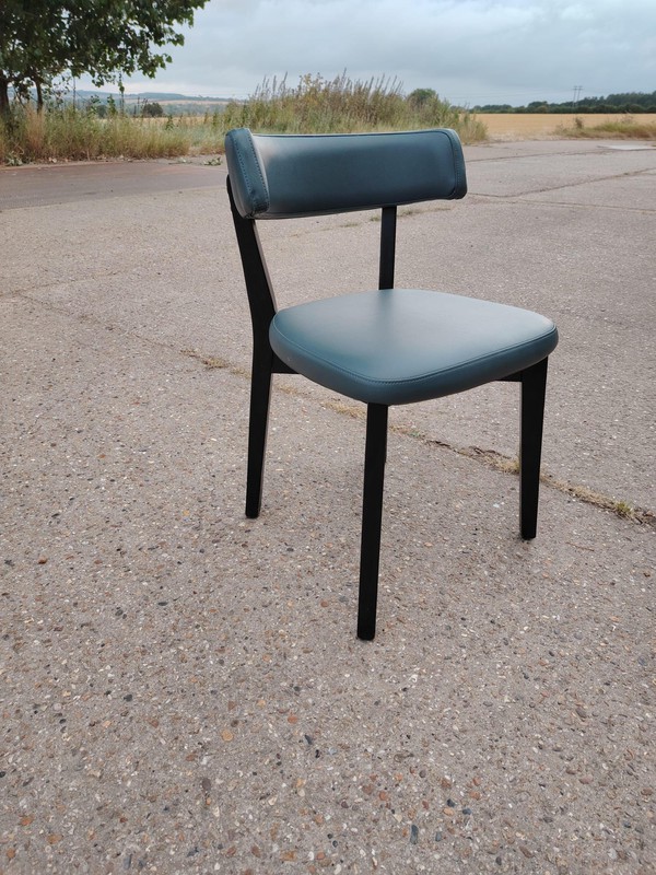 Secondhand Restaurant Chairs in Various Faux Leather Dark Wood Legs For Sale