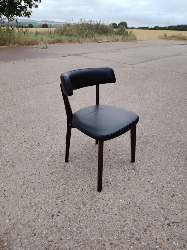 Secondhand Restaurant Chairs in Various Faux Leather Dark Wood Legs For Sale