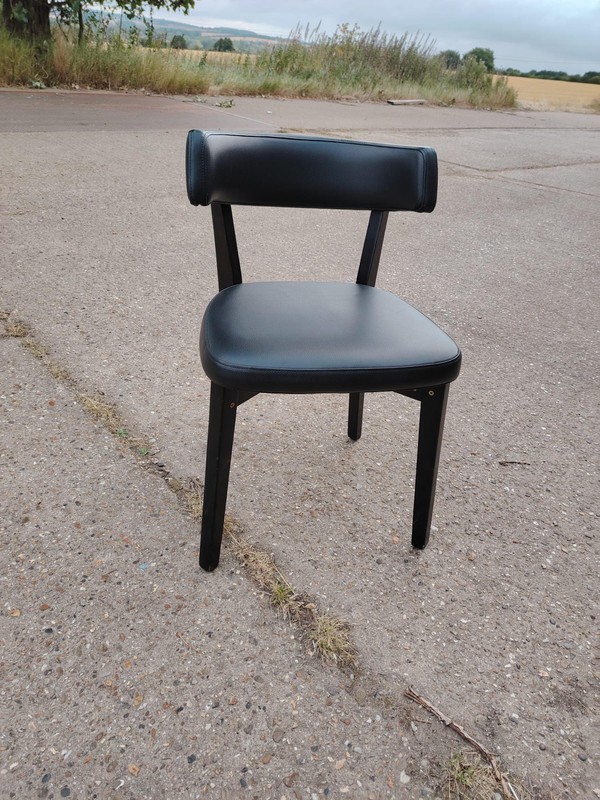 Secondhand Restaurant Chairs in Various Faux Leather Dark Wood Legs For Sale