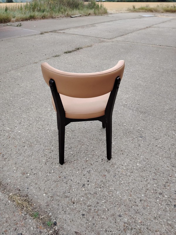 Secondhand Restaurant Chairs in Various Faux Leather Dark Wood Legs For Sale