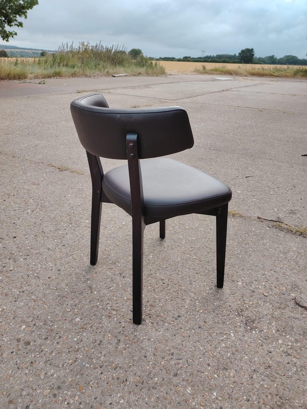 Secondhand Restaurant Chairs in Various Faux Leather Dark Wood Legs For Sale