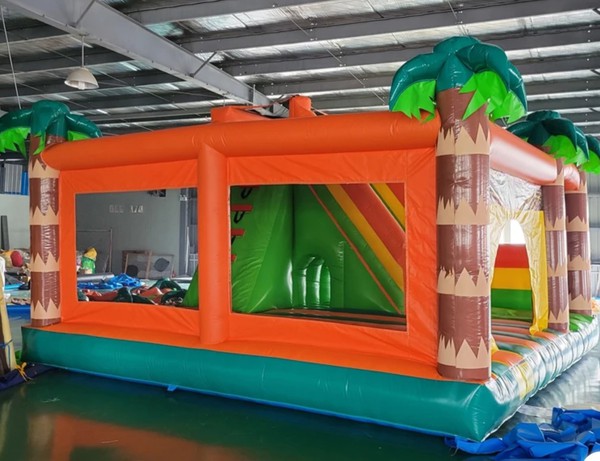 Jungle Themed Bouncy Castle With Slide For Sale